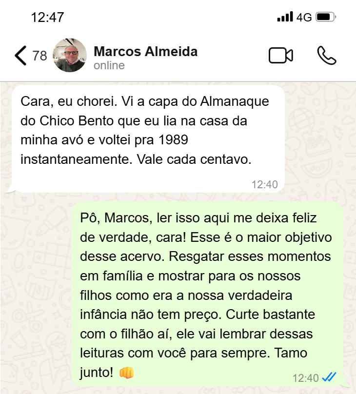 Depoimento de Marcos Almeida via WhatsApp